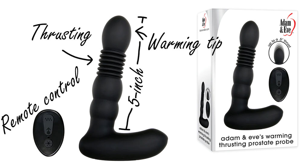 adam eve warming thrusting prostate massager