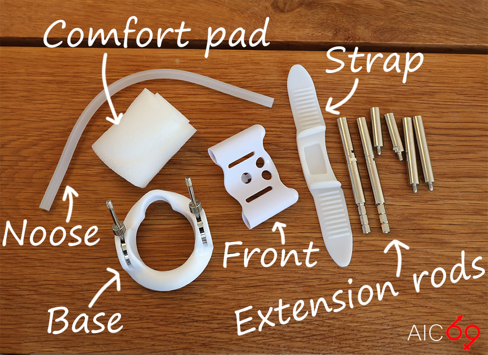 The different parts of a penis extender